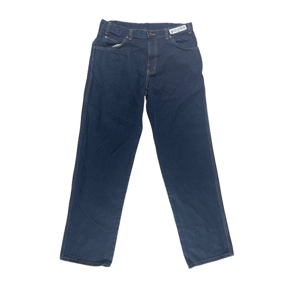 Cintas 394 mens blue denim size 34x34.